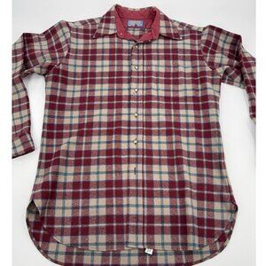 Pendleton Wool Shirt Plaid Button Up‎ Quilted Collar Long Sleeve Size M USA